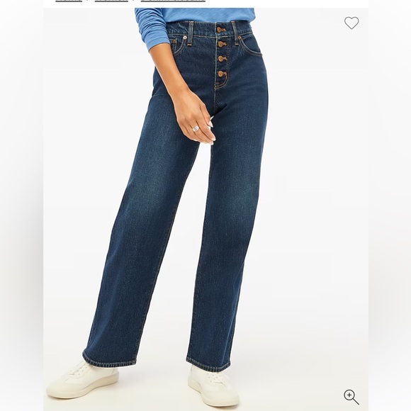 JCrew Wide Leg Button Jeans - w Stretch Sz 26 Dark Wash - Picture 2 of 6